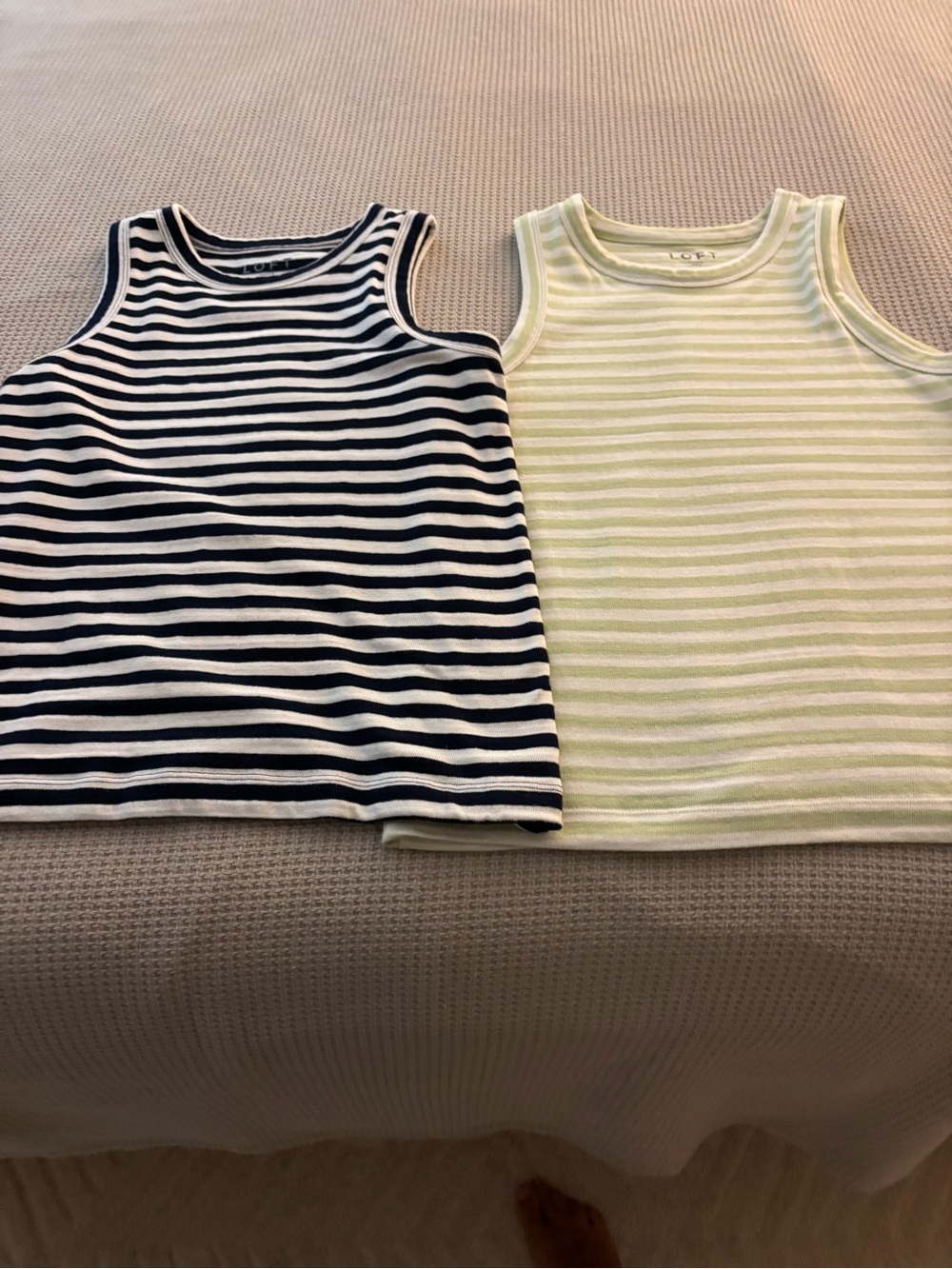 LOFT Striped Tank Duo — Navy & Light Green